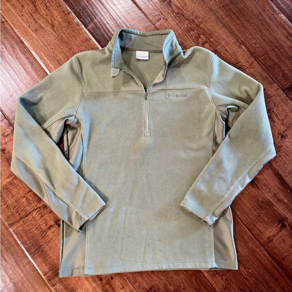 Columbia Size M Men's Olive Zip-Up Sweatshirt Softshell Fleece